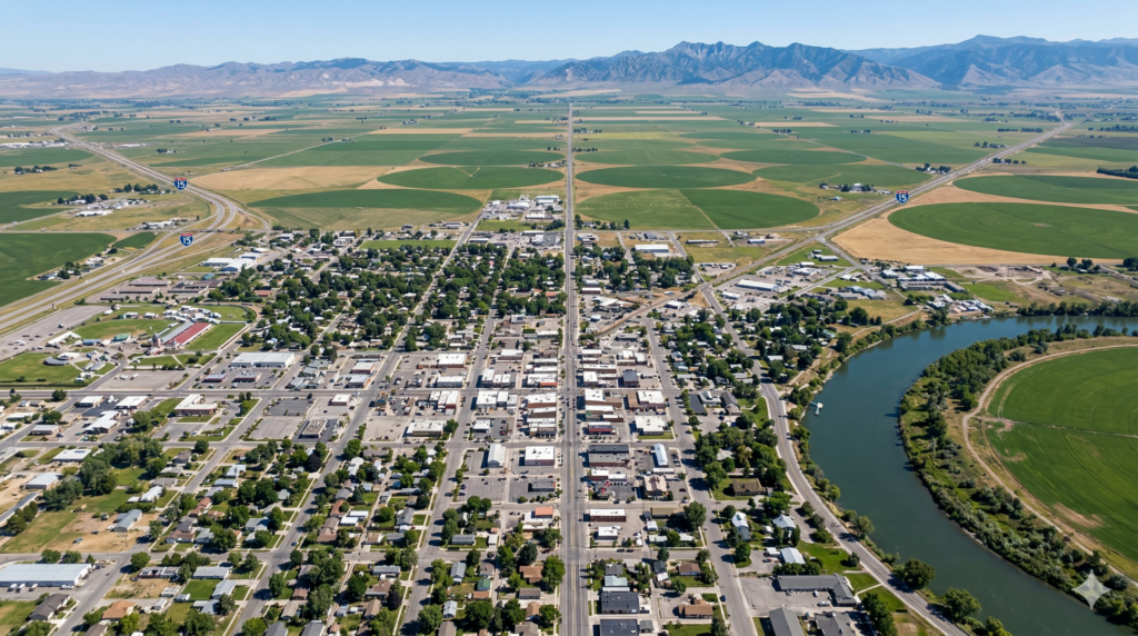 Dumpster rental service area map for Southeast Idaho