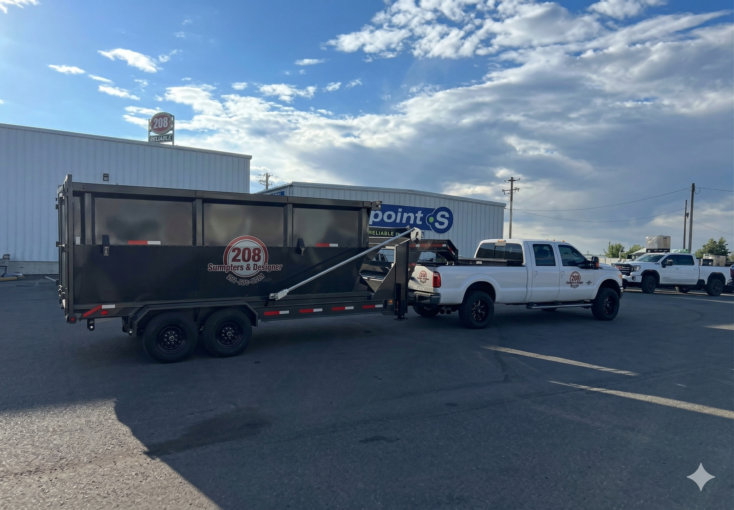 Dumpster delivery and pickup with a pickup truck